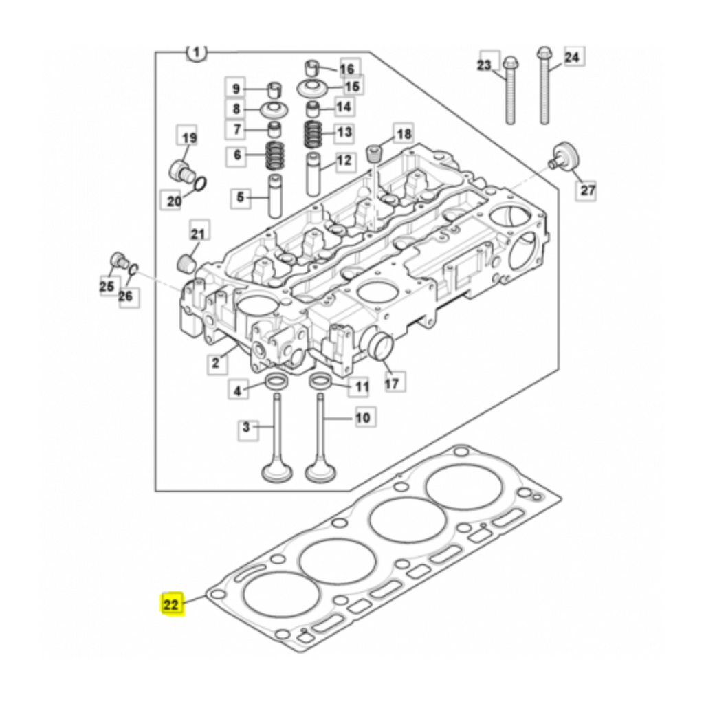 EMPAQUE DE CABEZA PARA MOTOR PERKINS JCB 02203176 STD