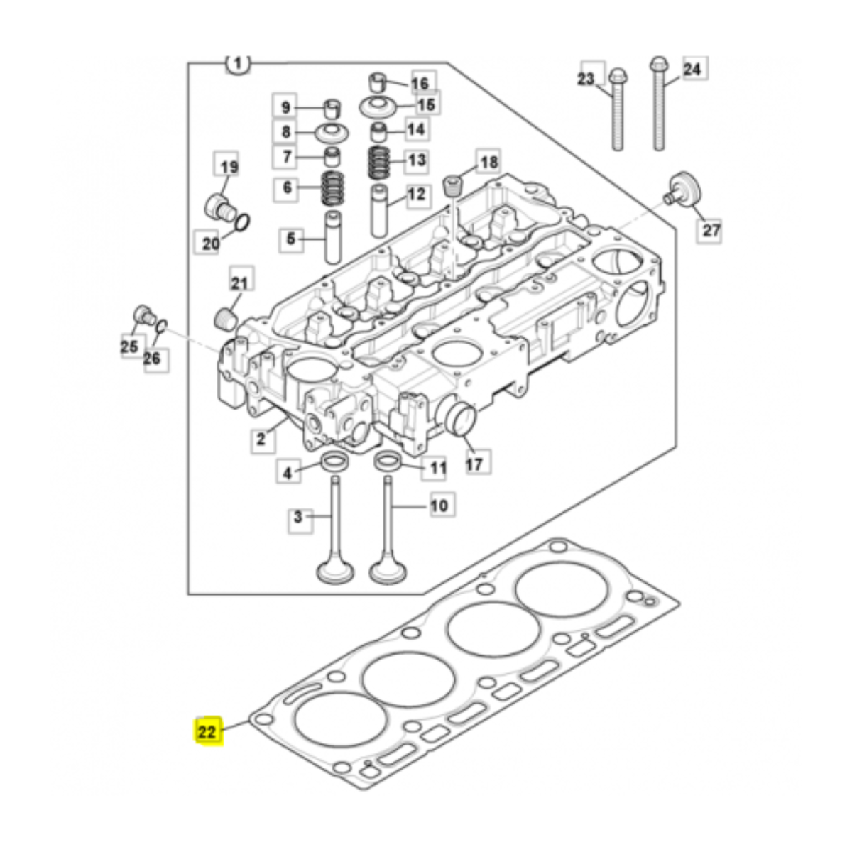 EMPAQUE DE CABEZA PARA MOTOR PERKINS JCB 02203176 STD