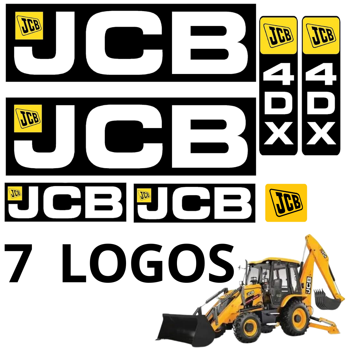 SET DE LOGOS PARA JCB 4DX - BACKHOE LOADER - RETROEXCAVADORA