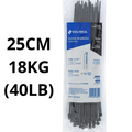 CINCHO PLÁSTICO 25CM - 18KG (40 LB) NEGRO