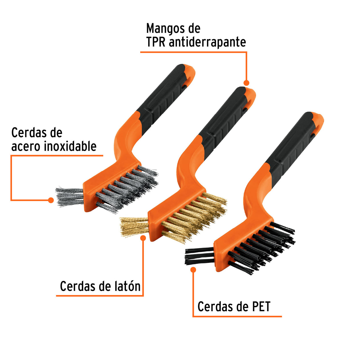 JUEGO DE 3 MINI CEPILLO DE ALAMBRE