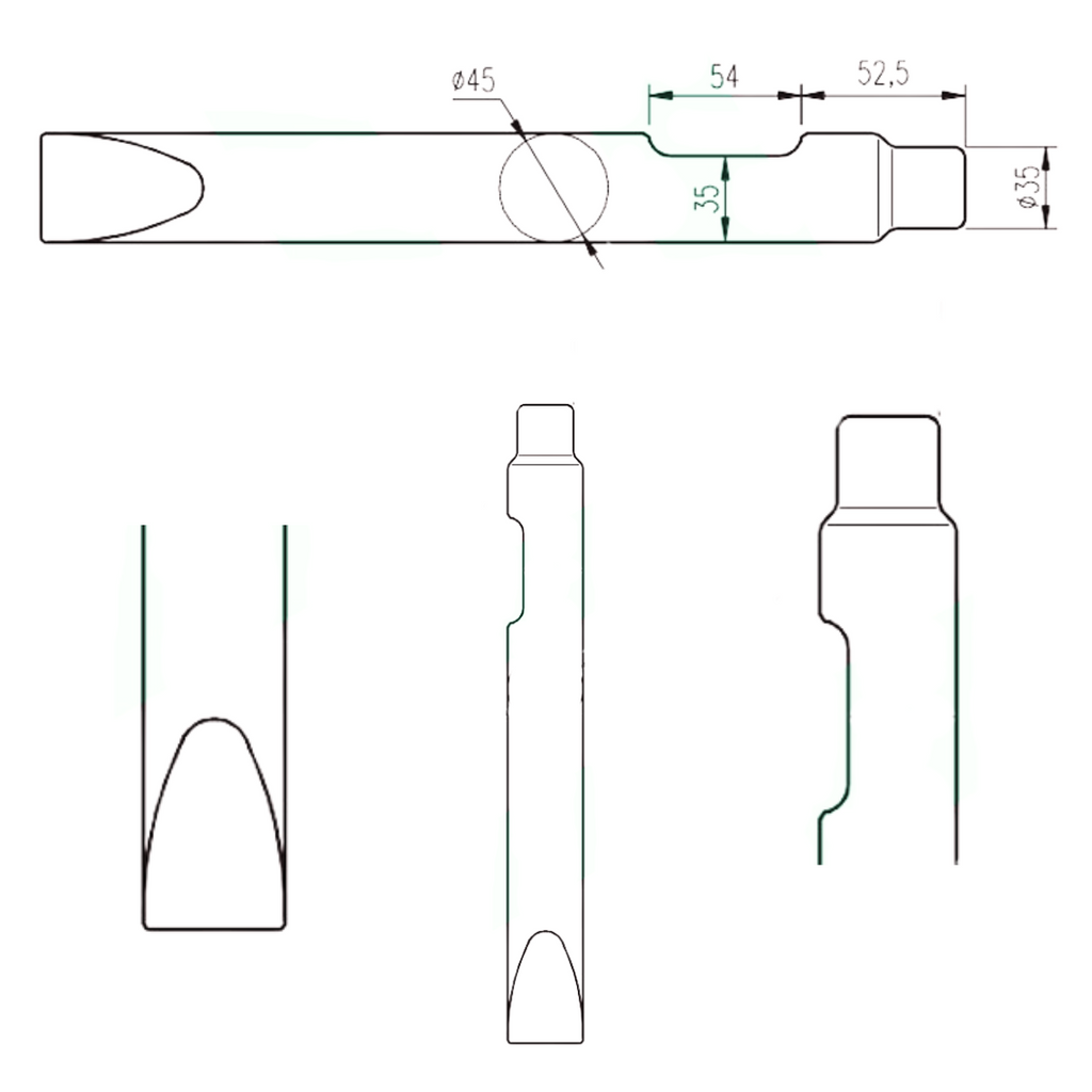PULSETA PICA SB20 SM200 45MM - WEDGE H CHISEL