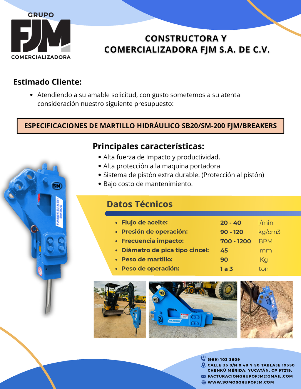 Martillo Hidráulico SB20/SM-200 | Mini excavadora