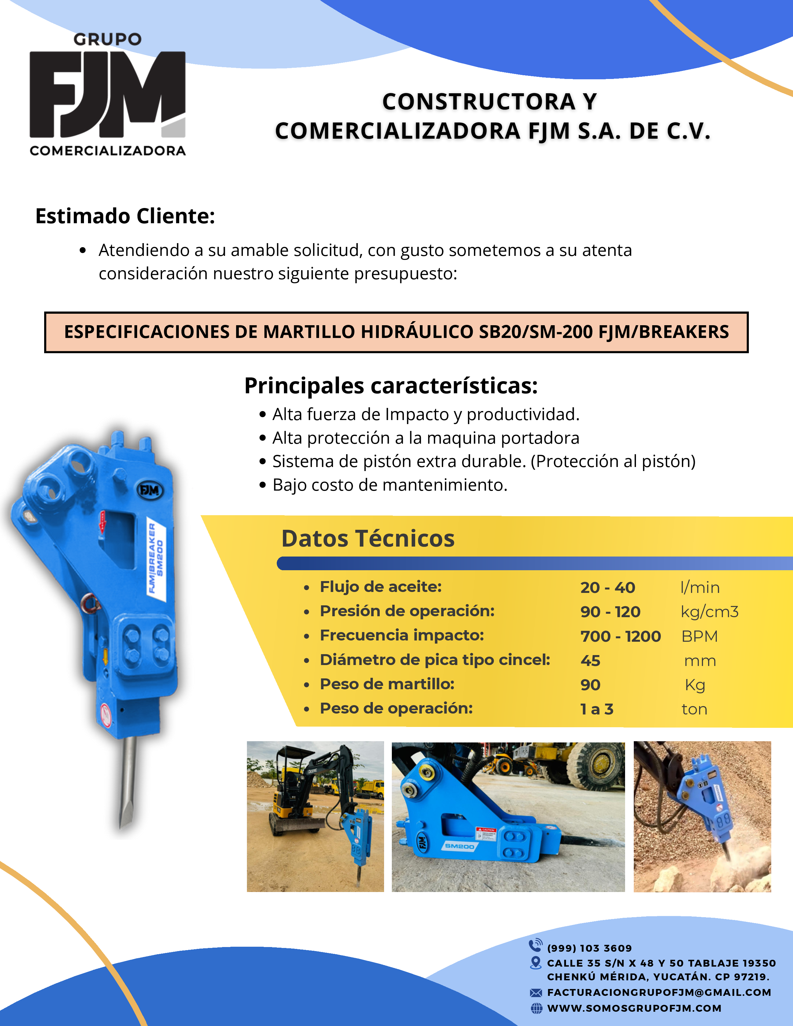Martillo Hidráulico SB20/SM-200 | Mini excavadora