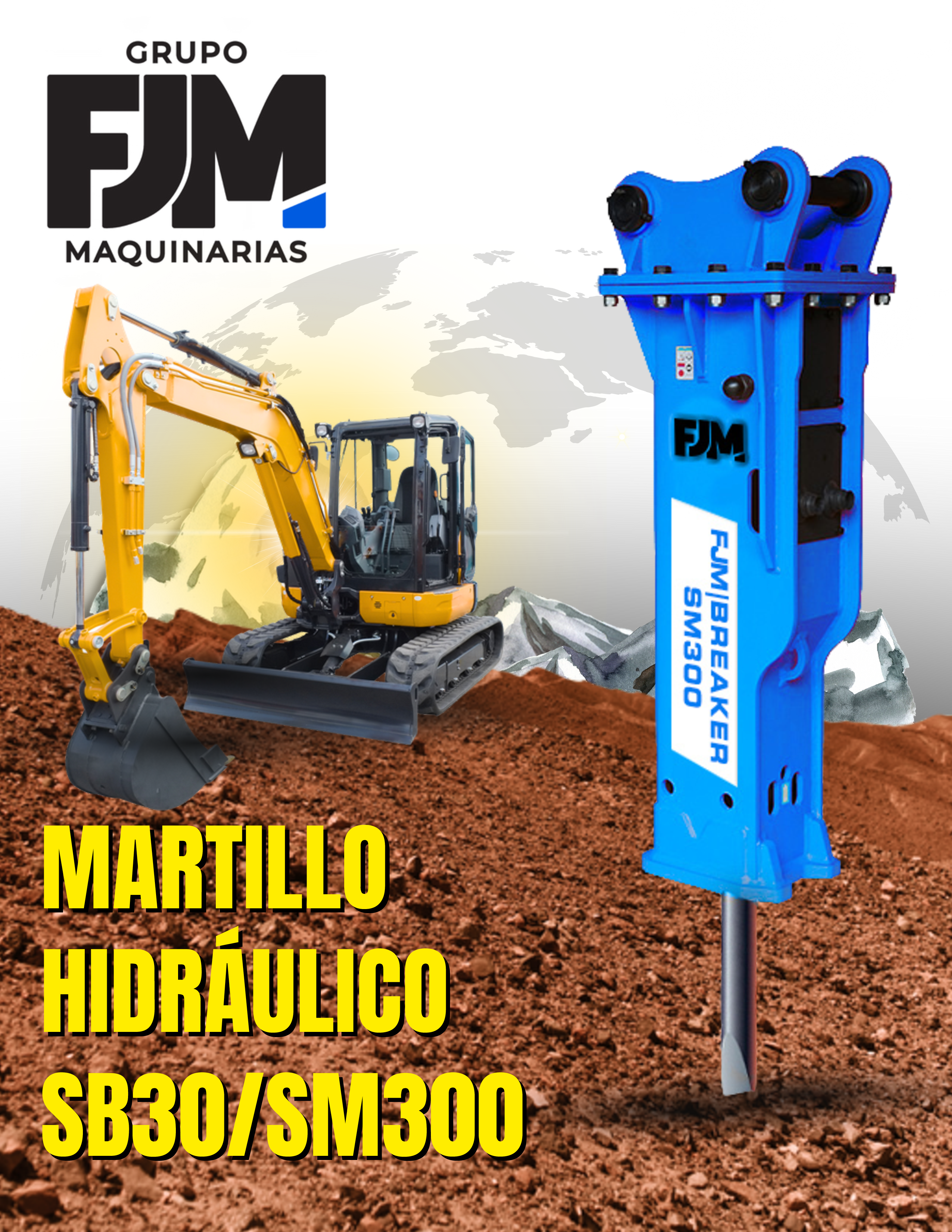 Martillo Hidráulico SB30/SM-300 FJM | Miniexcavadora