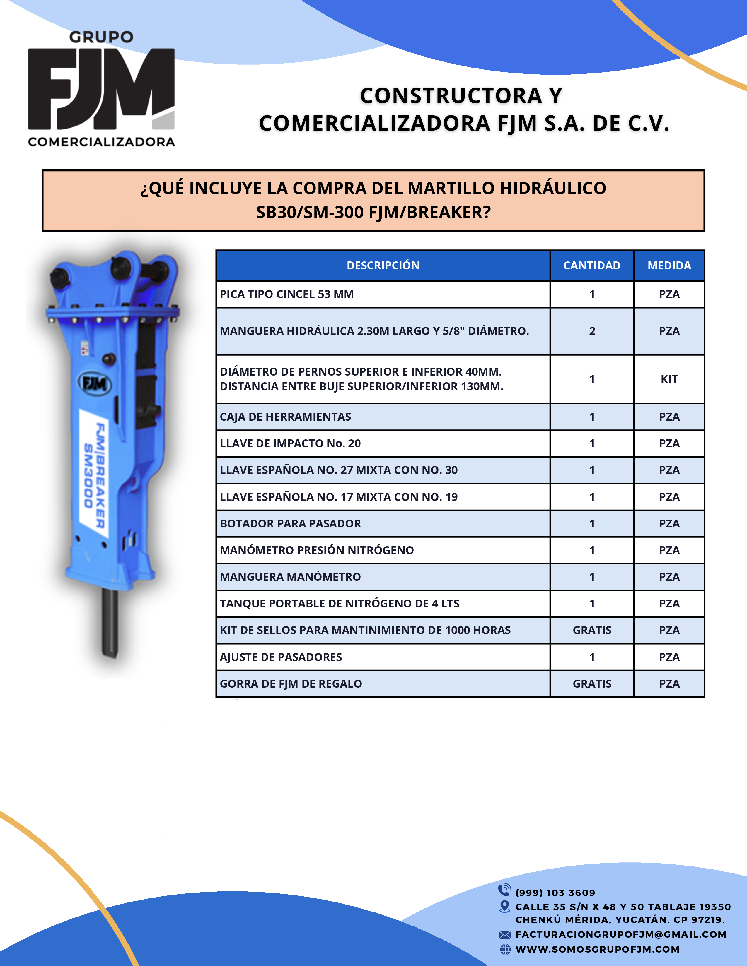 Martillo Hidráulico SB30/SM-300 FJM | Miniexcavadora