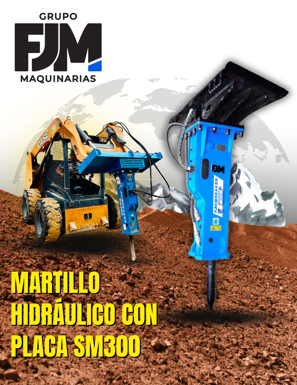 Martillo Hidráulico SB30/SM-300 con placa | Minicargador