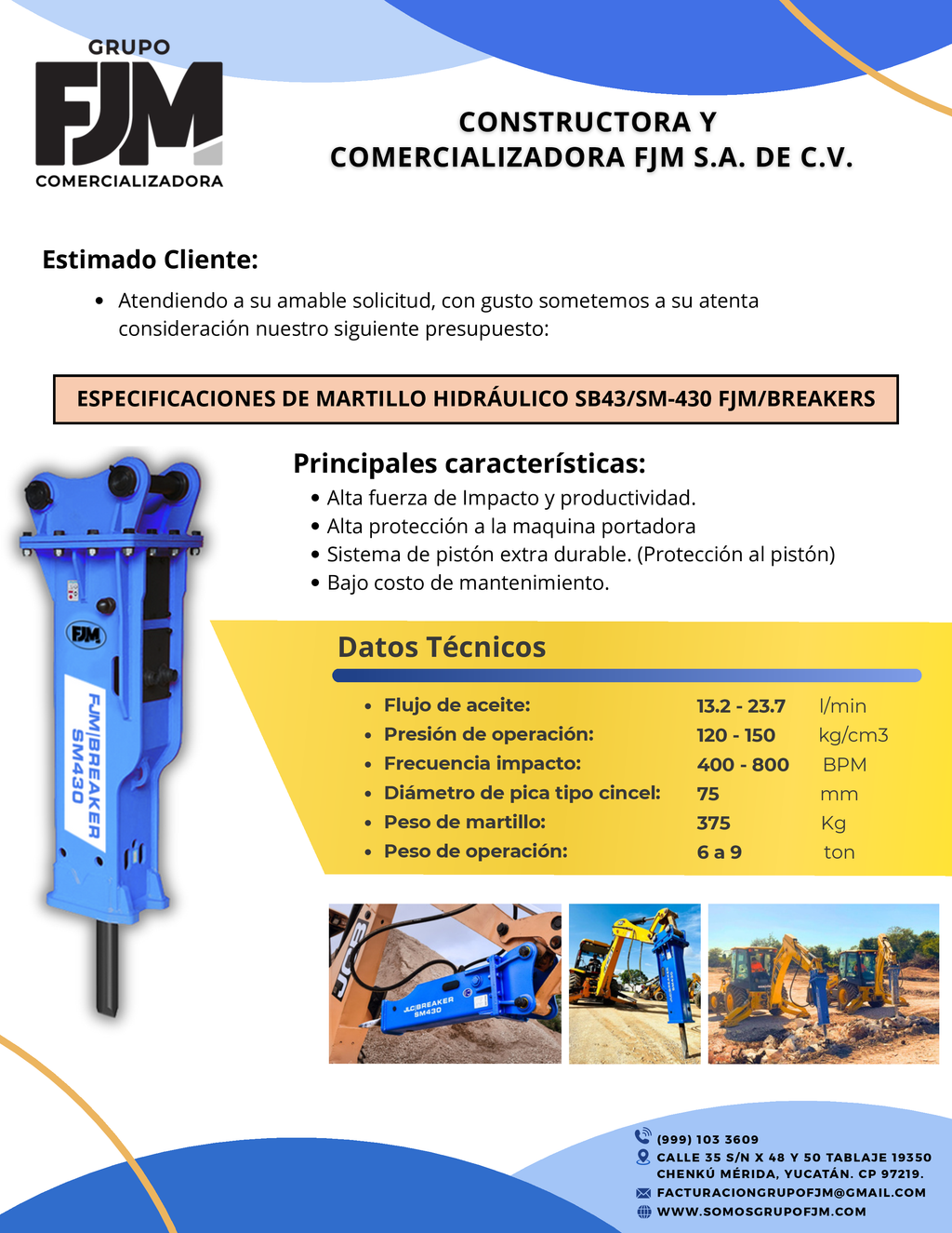 Martillo Hidráulico SB43/SM-430 | Retroexcavadora