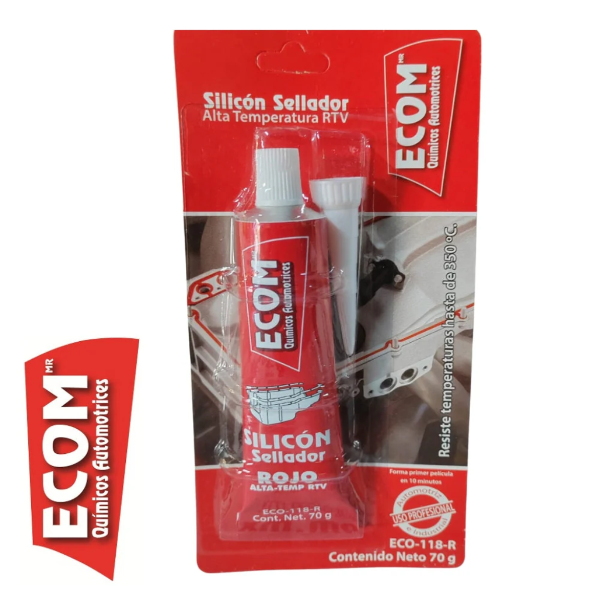 SILICÓN SELLADOR ALTA TEMPERATURA RTV ROJO - ECO118R - ECOM