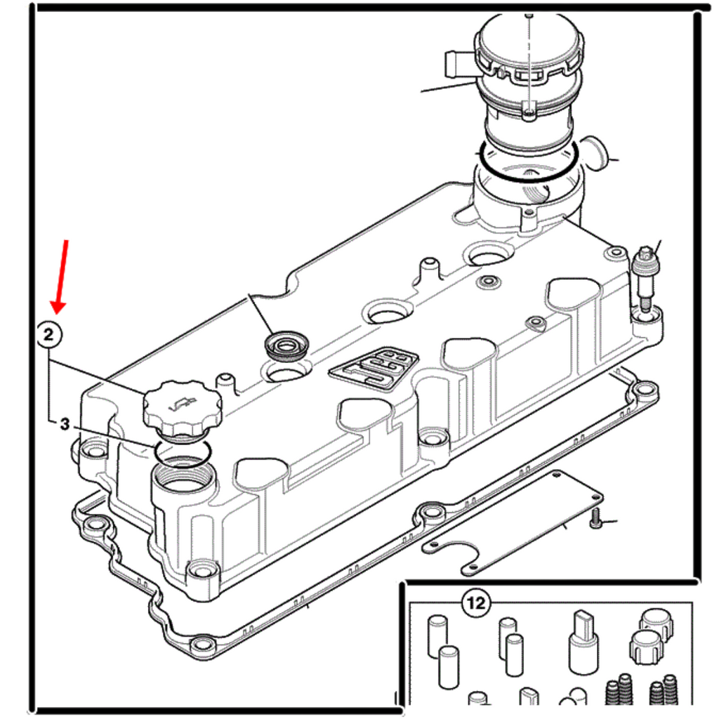 TAPA DE ACEITE 320/04090 DE MOTOR 444 JCB ORIGINAL